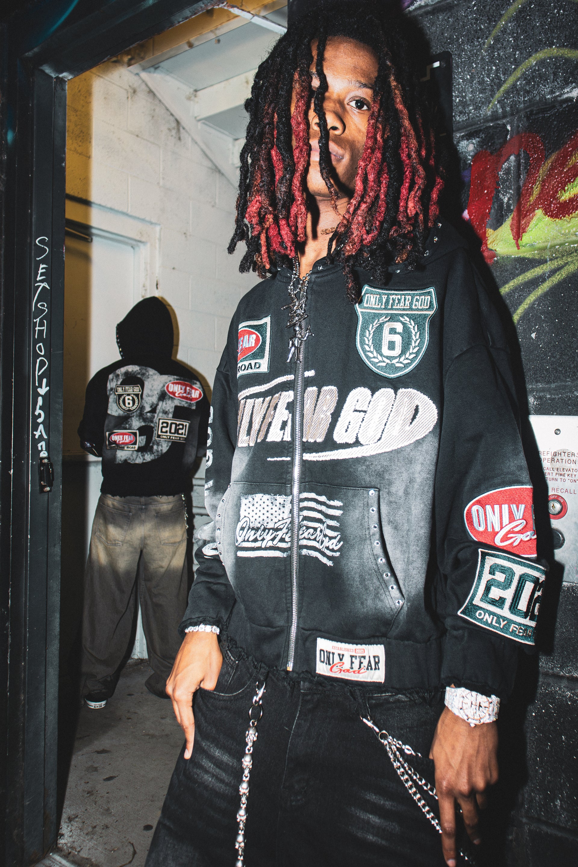 Only Fear God Patches Rhinestone Hoodie